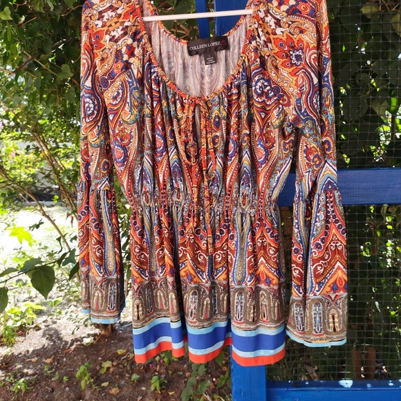 Colleen Lopez Multi-color Round Neck Blouse Size L - Picture 3 of 16